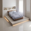 Solid wood bed frame with bed board support and stable bedding set Specification image